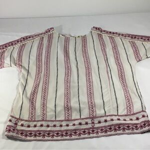 Kori White and Red Boxy Blouse Relaxed Fit